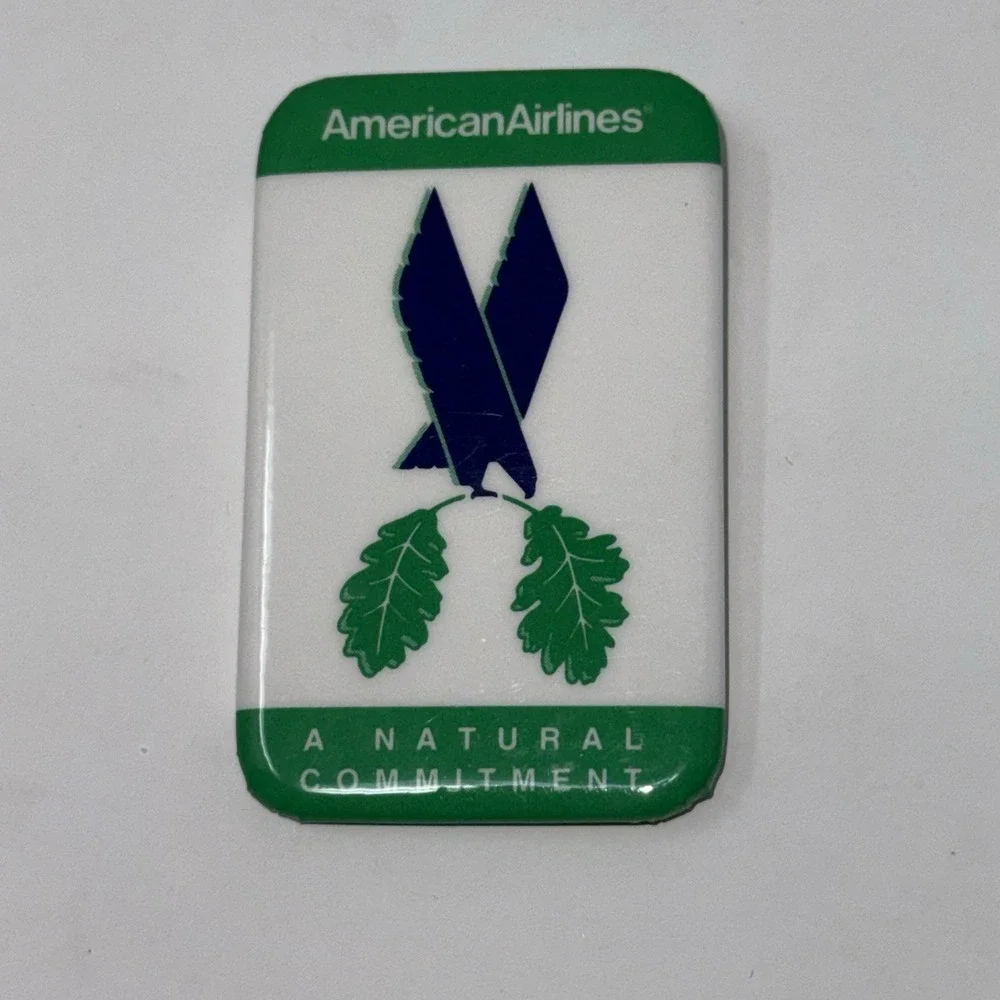 Vintage American Airlines Pin Pinback Button 1980's A Natural Commitment